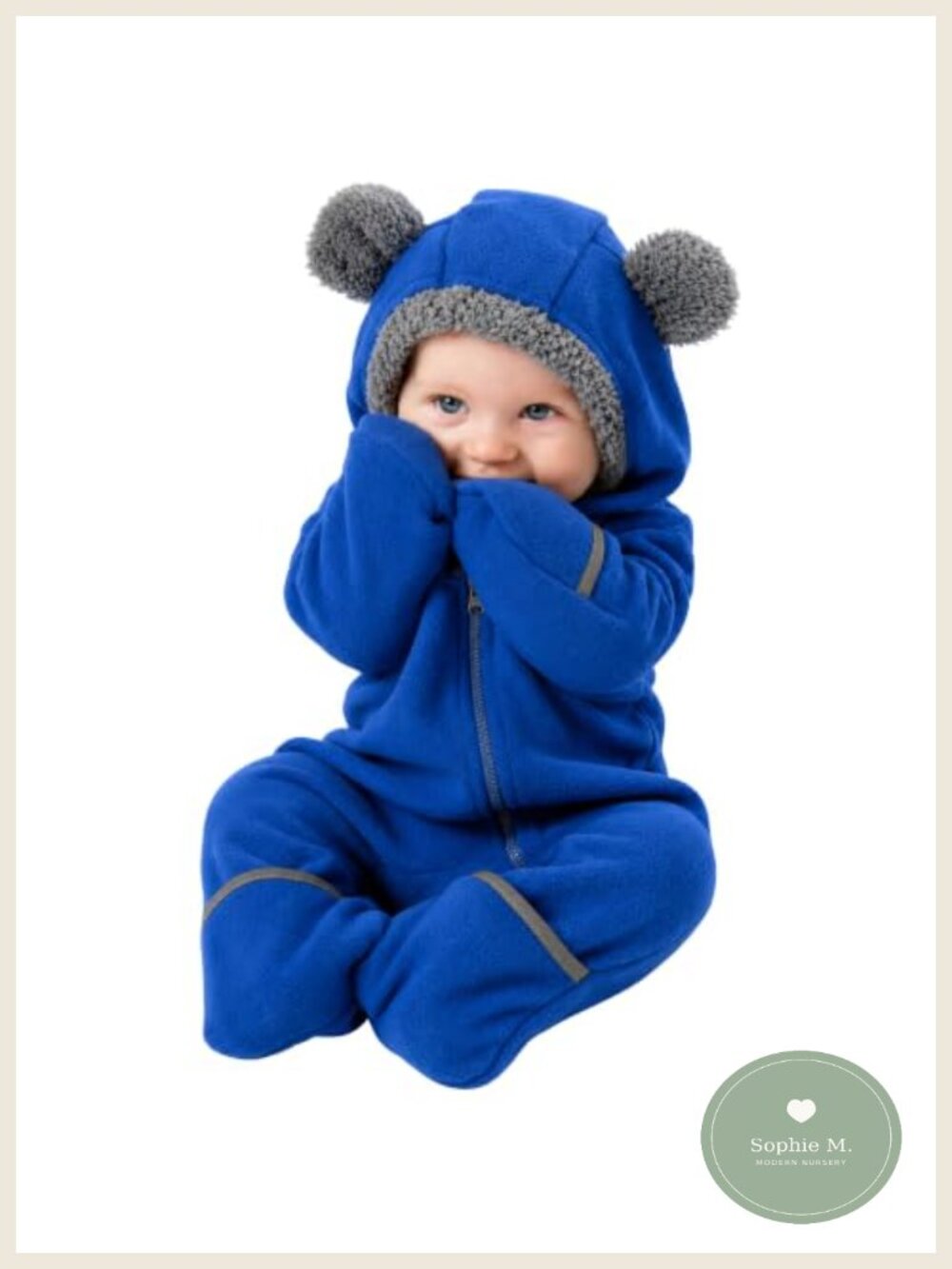 Fleece Baby Bunting Suit with Convertible Mittens & Booties, Zipper Front